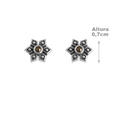 Brinco de Prata Flor com Marcassita