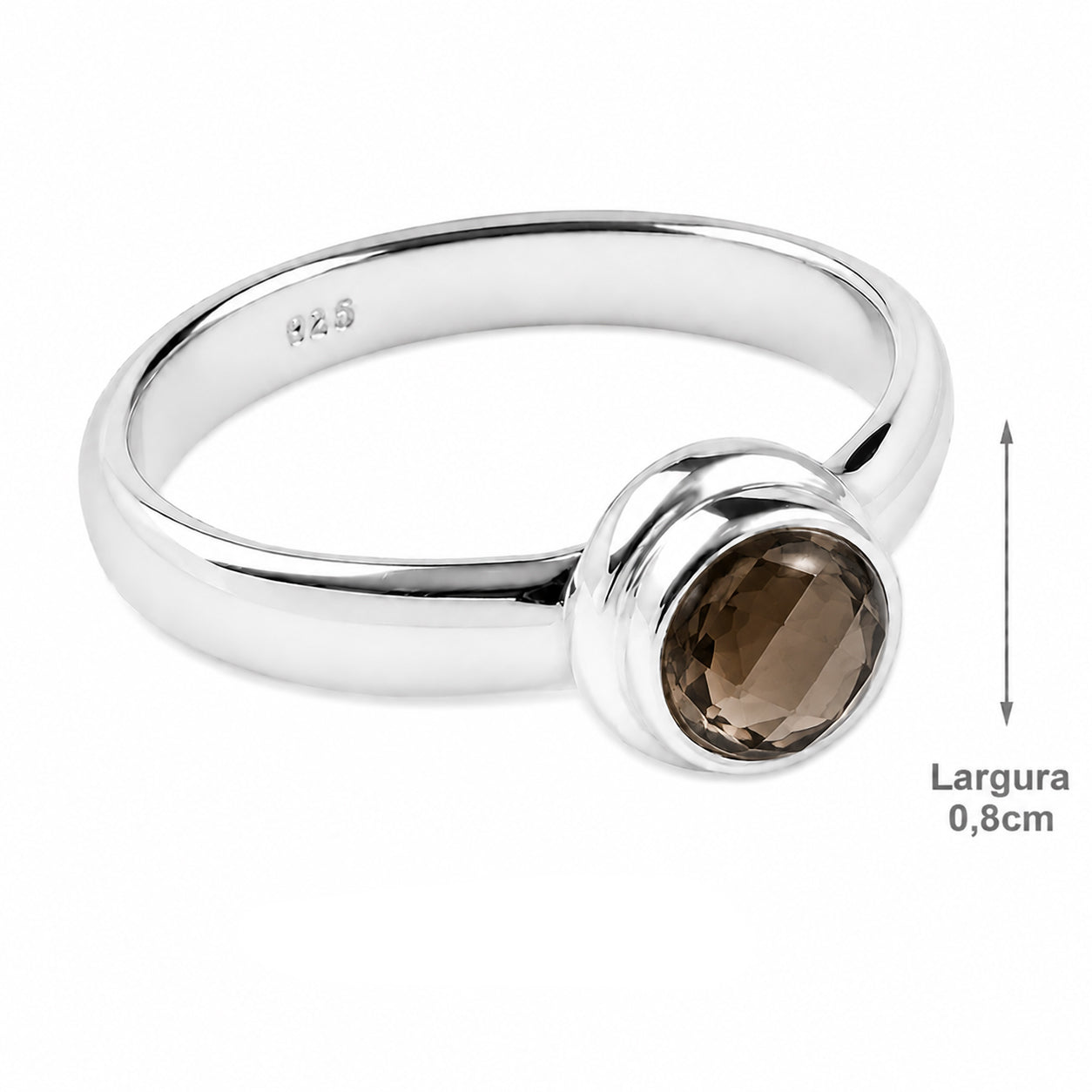 Anel de Prata com Quartzo Fumê - 65089