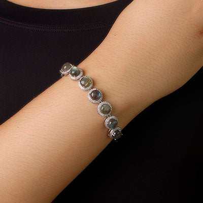 Pulseira de Prata com Labradorita