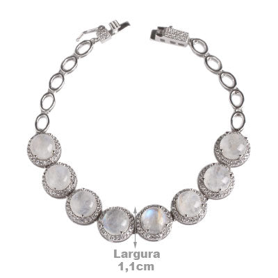 Pulseira de Prata com Pedra da Lua
