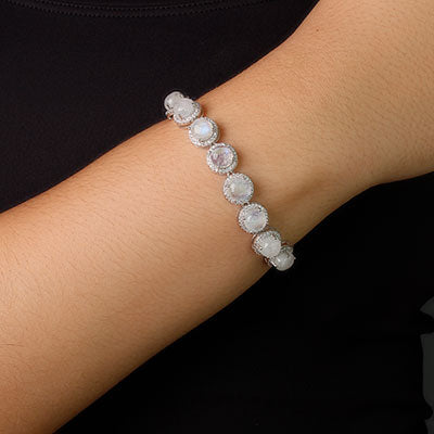 Pulseira de Prata com Pedra da Lua