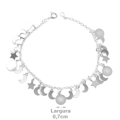 Pulseira de Prata com Pingentes - 51775