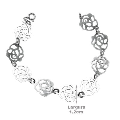 Pulseira de Prata com Rosas - 47002