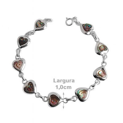 Pulseira de Prata de Coração com Abalone - 52967