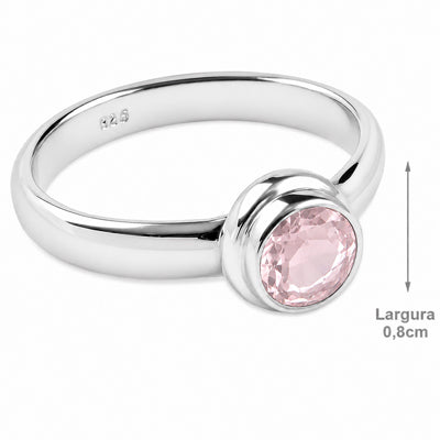 Anel de Prata com Quartzo Rosa - 65085