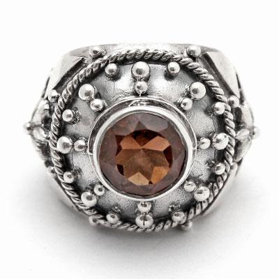 Anel de Prata com Quartzo Fumê - 15986