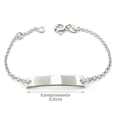 Pulseira de Prata Infantil com Placa