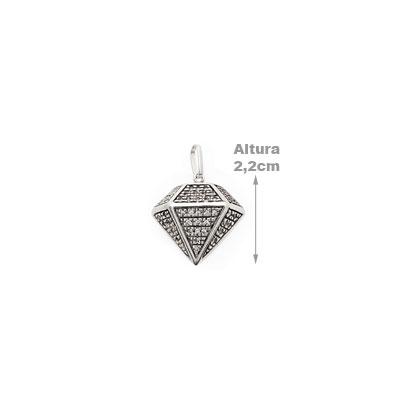 Pingente de Prata Diamante com Zircônias