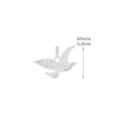 Pingente de Prata Pássaro com Zircônias