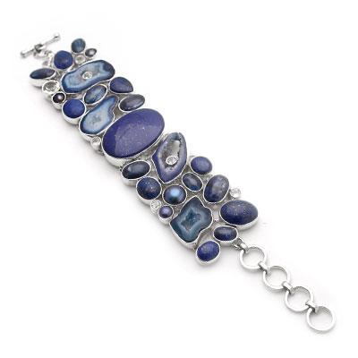 Pulseira de Prata com Lápis Lázuli.