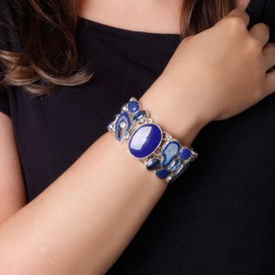 Pulseira de Prata com Lápis Lázuli.