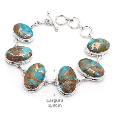 Pulseira de Prata com Turquesa - 39582