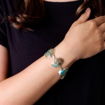 Pulseira de Prata com Turquesa - 39582