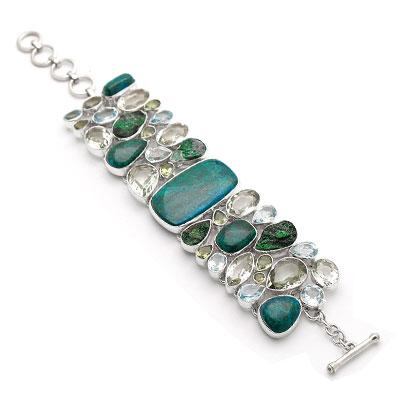 Pulseira de Prata com Sonora Chrysocolla.