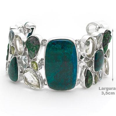 Pulseira de Prata com Sonora Chrysocolla.