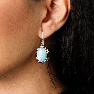 Brinco de Prata com Larimar.