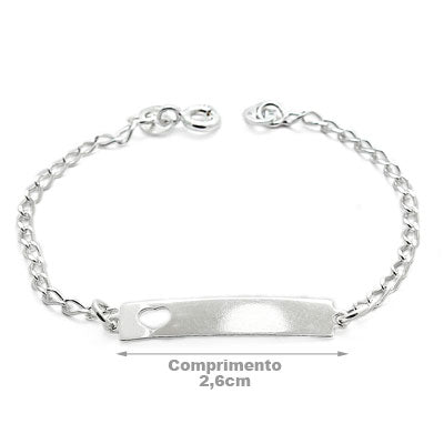 Pulseira de Prata Infantil com Placa