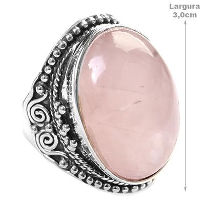 Anel de Prata com Quartzo Rosa - 44926