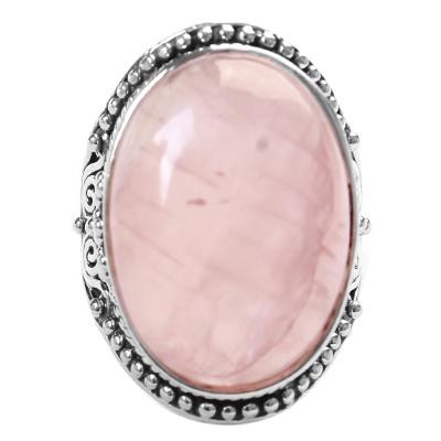 Anel de Prata com Quartzo Rosa - 44926
