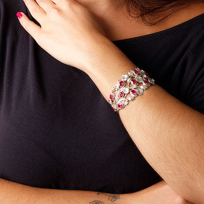 Bracelete de Prata com Rubi 