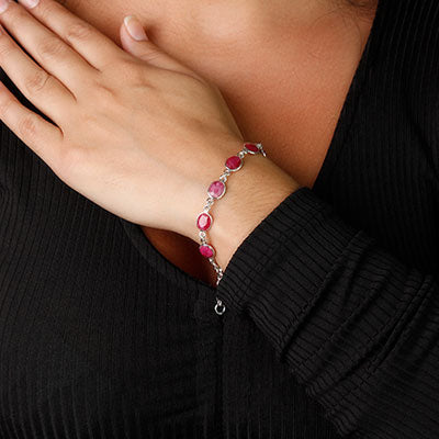 Pulseira de Prata com Rubi