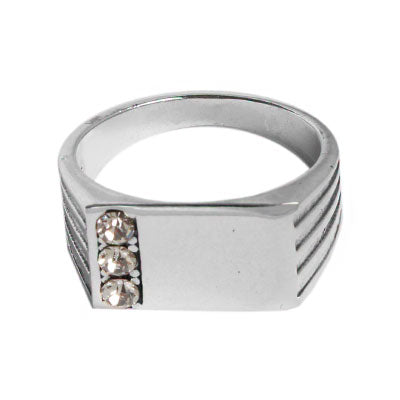 Anel de Prata Liso com Strass 