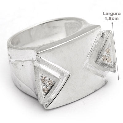Anel de Prata Liso com Zircônia