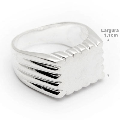 Anel de Prata Liso com Placa