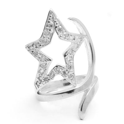 Anel de Prata Estrela com  Zircônia 