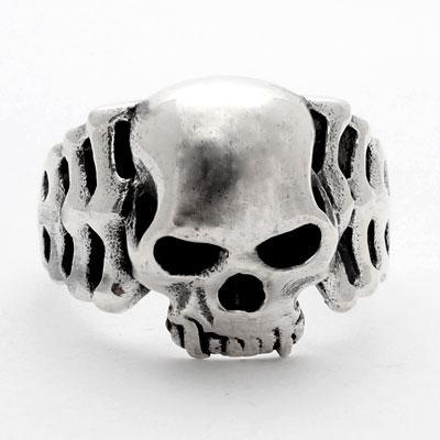 Anel de Prata Caveira com Zircônias