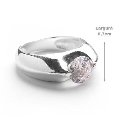 Anel de Prata com Zircônia. 
