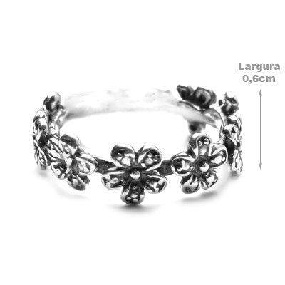 Anel de Prata Flor. 