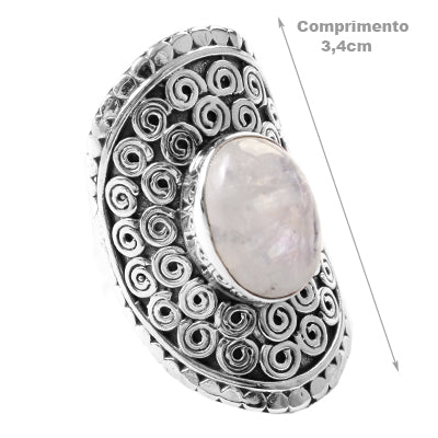 Anel de Prata com Pedra da Lua. 