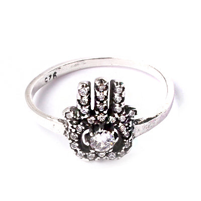 Anel de Prata Hamsa com Zircônia