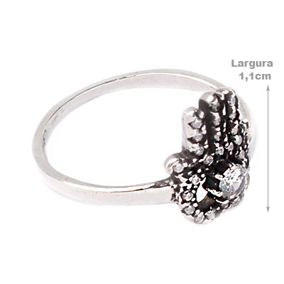Anel de Prata Hamsa com Zircônia