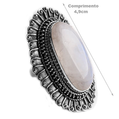 Anel de Prata com Pedra da Lua.