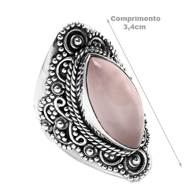 Anel de Prata com Quartzo Rosa