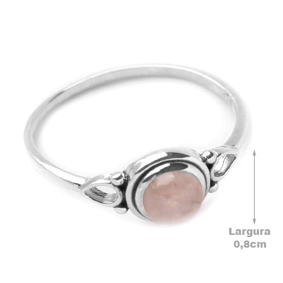 Anel de Prata com Quartzo Rosa. 
