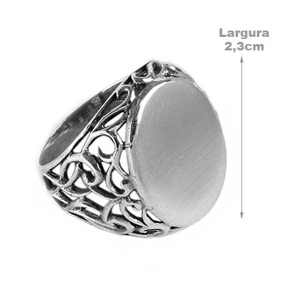 Anel de Prata Liso com Placa 