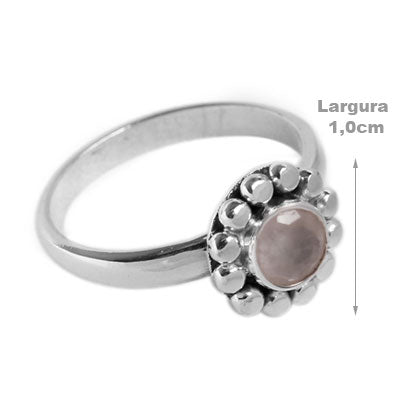 Anel de Prata com Quartzo Rosa