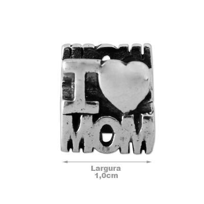 Berloque de Prata I Love Mom