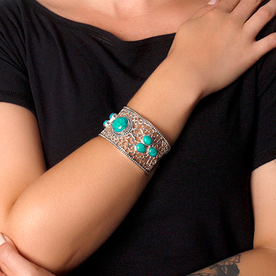 Bracelete de Prata com Turquesa
