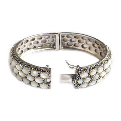 Bracelete de Prata com Madrepérola 