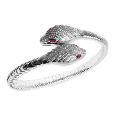 Bracelete de Prata Serpente/Cobra com Zircônias.