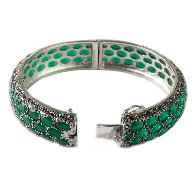 Bracelete de Prata com Esmeralda - 53844