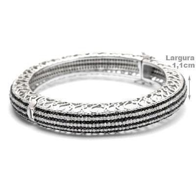 Bracelete de Prata com Zircônia e Banho de Ródio