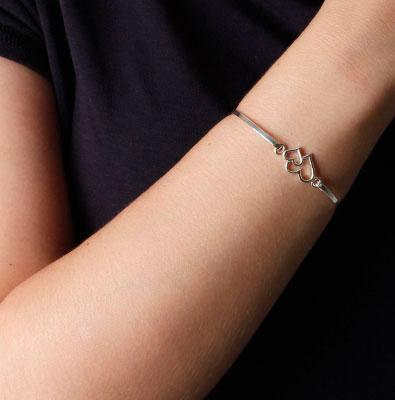 Bracelete de Prata Coração. 