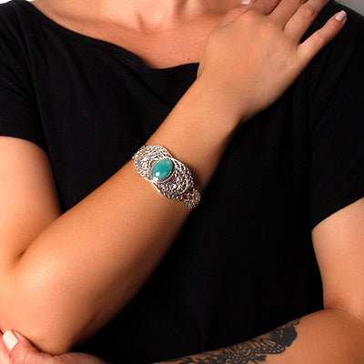 Bracelete de Prata com Jade.
