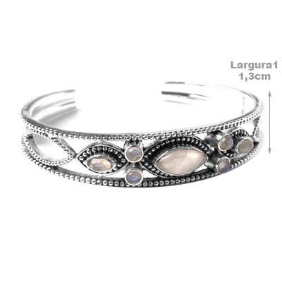 Bracelete de Prata com Pedra da Lua