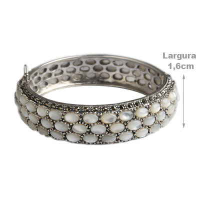 Bracelete de Prata com Madrepérola 